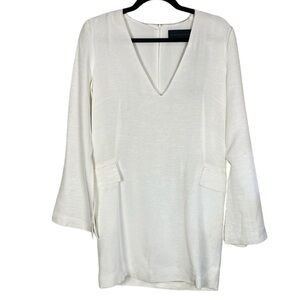 Blessed are the meek white bell sleeve V-neck dress